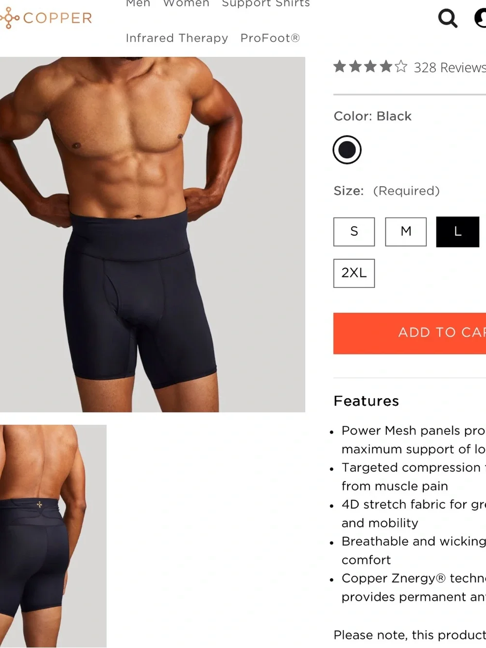 Men's Black High-Waist Compression Boxer Briefs